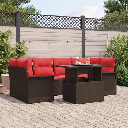 vidaXL - Tuinbank - Set - 7 - st - Bruin - poly - rattan