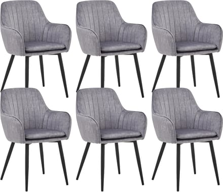 Colenis® - Lavinia Eetkamerstoel - Set Van 6 - Grijs - Adoré Velvet - Industrieel