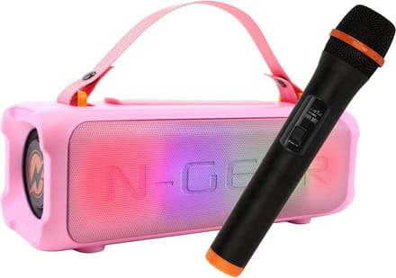 Draagbare Bluetooth Partyspeaker 100W Roze met Accu en Microfoon voor Feest & Buiten