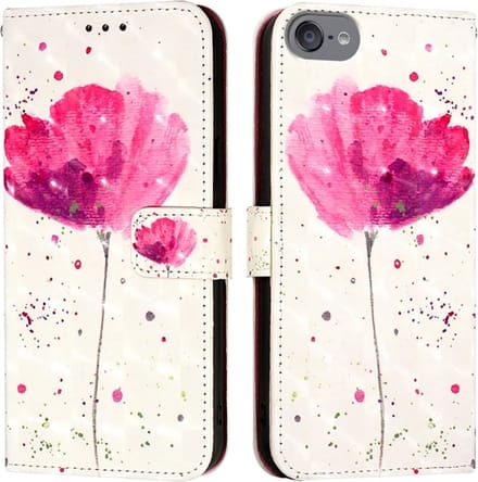 Bescherm-Etui Mapje Hoes geschikt voor iPod Touch - Wit - Roze Bloem