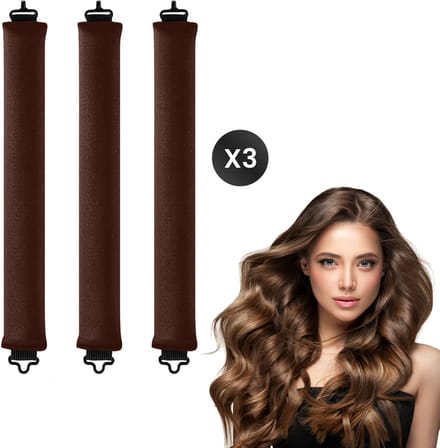DIVERZA Haarkruller – Heatless Curls – Haarroller Zonder Hitte – Krullend Haar – Haarrollers 3 delig – Donkerbruin