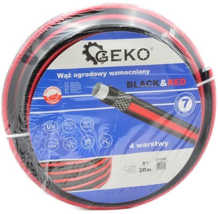 GEKO Tuinslang - Sterk - 1" - 20m - Zwart/Rood