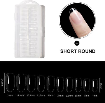 Dermarolling Nageltips Short Oval Round 10 maten - 240 stuks