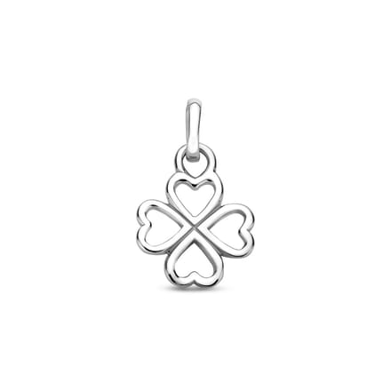 Zilveren gerhodineerde hanger klavertje 17 mm - 1341923