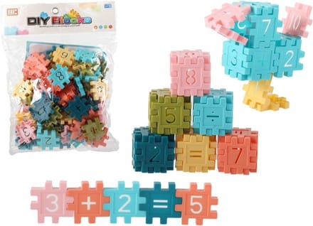 Kidsfun bouwstenen educatief speelgoed 64-delig met cijfers.