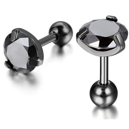 Heren oorbellen Black Royal King Crown Zwart-3mm