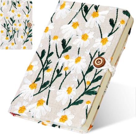 Bloemen Dagboek A6 Geborduurd Hardcover Spiraal Notebook Ruled Wit