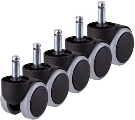Wiel voor bureaustoel - 5 stuks - 50 mm diameter - 10 mm as - kunststof
