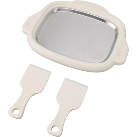 IJsbakmachine met 2 Spatels 304 Roestvrijstalen Plaat Gerold IJs Maker Gebakken Yoghurt Machine voor Thuis wit