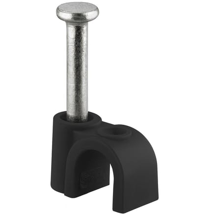 Goobay kabelklem zwart 9 mm, 100 stuks met stalen spijker voor wandmontage op hout of metselwerk, hoogte 11,1 mm