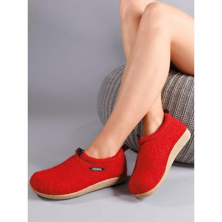 Pantoffels scheerwollen walkmateriaal Van Giesswein rood