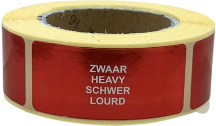 Zwaar sticker - 250 Stuks - 4 talen - 21x48mm - Waarschuwings sticker