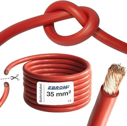 Zeer Flexibele Accukabel 35 mm2 | Oplaadkabel per Meter | 100% OFC Koper