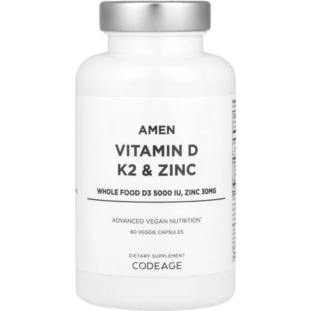 Amen, Vitamine D, K2 en Zink, 60 Veggie Capsules