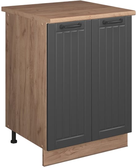 Vicco Wastafelkast Fame-Line, Donkergrijs/Goudkleurig Eiken, 60 cm