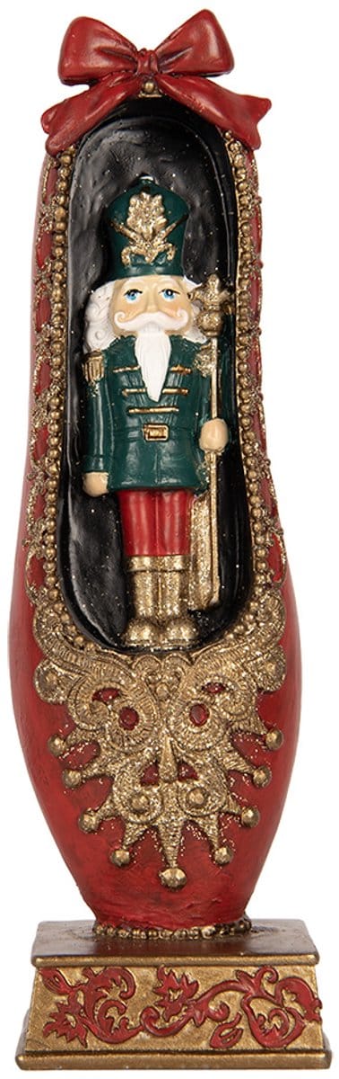 Clayre & Eef Kerstdecoratie Beeld Notenkraker 6x6x19 cm Rood Kunststof