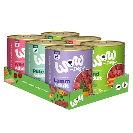 6x 800g WOW Adult Mixpack (5 soorten) nat hondenvoer