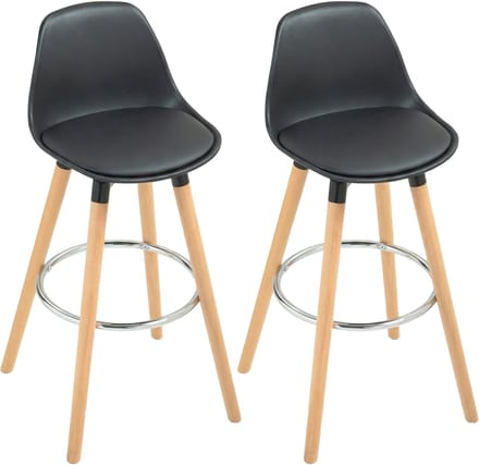 Homcom Barkruk-Kunstleer, Beukenhout-43B x 43L x 91H cm-Zwart