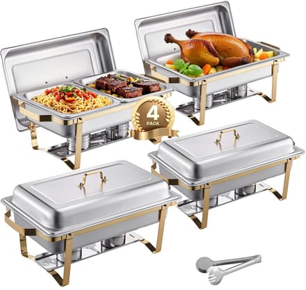 NordHaus Buffet Warmer Set 4-delig - Buffetwarmer - Houdt Eten Warm - RVS