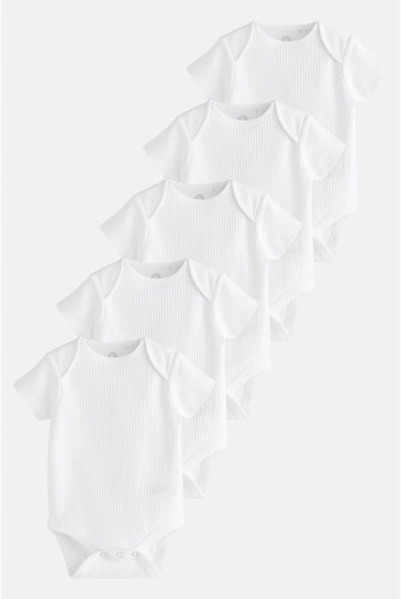 Next - Pasgeboren unisex - Rib Short Sleeve Baby Bodysuits 5 Pack - Wit