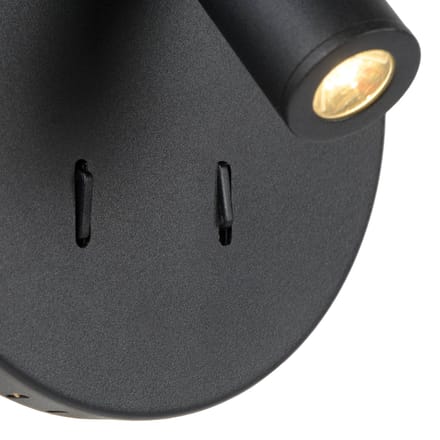Lucide BENTJER - Bedlamp / Wandlamp - Ø 14 cm - LED - 3000K - Zwart