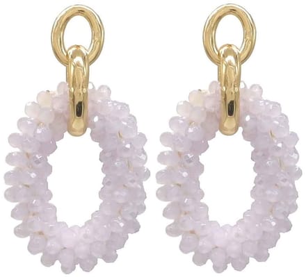 Oorbellen met Glaskralen - Facet Geslepen - 5x2,5 cm - Wit