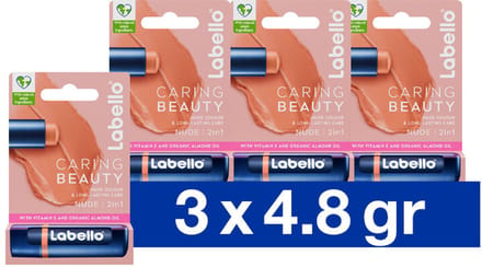 Labello – CLippenbalsem – aring Beauty Nude – 6 ml - Bulkverpakking - 3 stuks