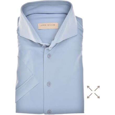 John Miller Overhemd The Miller Short Sleeve Hyperstretch Shirt Blauw-Grijs / male