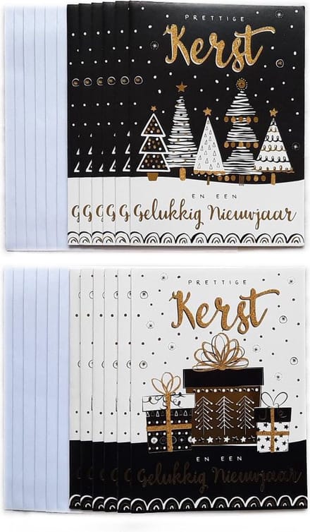 Kerstkaarten – 12 Stuks – Prettige Kerst - 11 x 15 cm - K-171