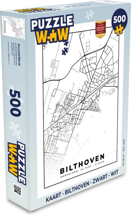 Puzzel Kaart - Bilthoven - Zwart - Wit - Legpuzzel - Puzzel 500 stukjes