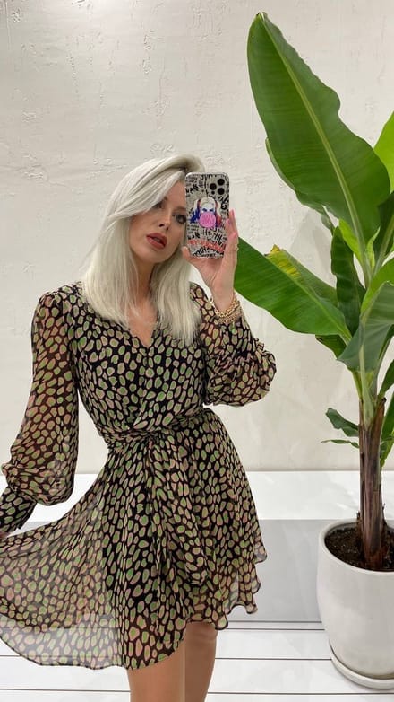 Chiffon Jurk/Groen/SIRMAZA