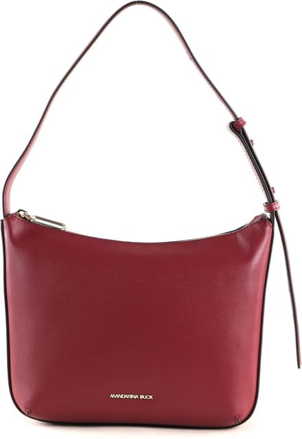MANDARINA DUCK Leren Schoudertas Luna Hobo Small Rhubarb Donkerrood