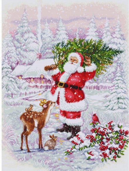 Borduurpakket Luca-S - Santa with tree - Kerstman met boom - BU5098