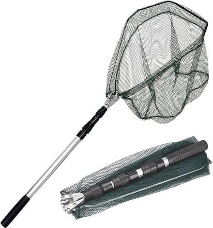 RONN® Schepnet Vissen - Visnet - Telescoop Schepnet - Duurzaam Net met Rubberen Coating - Groen - 43cm x 43cm x 1cm