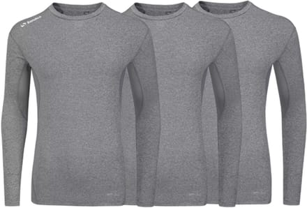 3-Pack Sondico compressie lange mouw sportshirt - heren - Mid grey - maat M