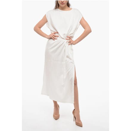 Twill effen maxi-jurk in wit