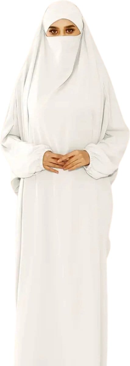 Nivard Islamitische Kleding - Djellaba Dames - Moslim Kleding - Arabisch Dames Kaftan - Alhamdulillah - Wit