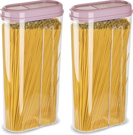 Plasticforte Voedselcontainer strooibus - 2x - lichtroze - 2350 ml - kunststof - voorraadpotten