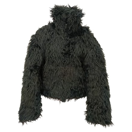 Balenciaga cropped gewatteerde jas van zwart imitatiebont
