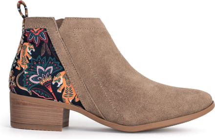 Inkkas, Yuuki Bootie, Dames, Enkellaars, Suede, Natuur Print, Rubberzool, Maat 37