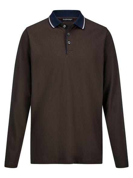 Poloshirt lange mouwen Van Louis Sayn bruin