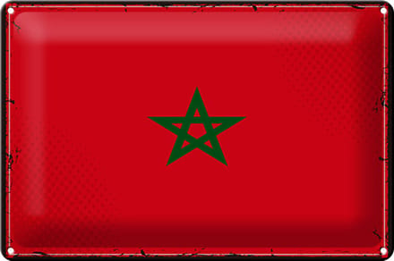 Blechschild Flagge Marokko 30x20cm Retro Flag of Morocco