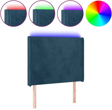 vidaXL - Hoofdbord - LED - 93x16x118/128 - cm - fluweel - donkerblauw