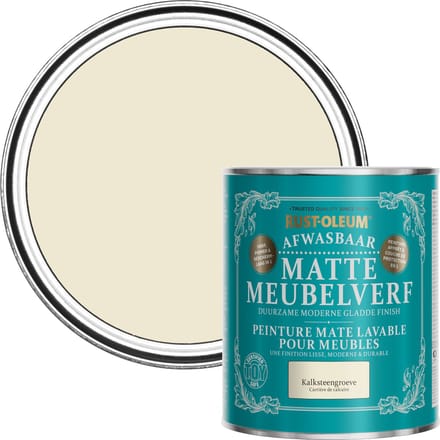 Rust-Oleum Wit Afwasbaar Matte Meubelverf - Kalksteengroeve 750ml