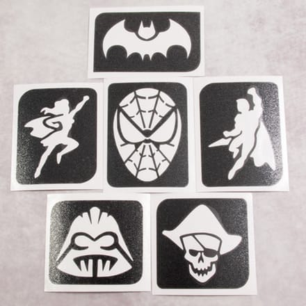 Temporary tattoo stencil set/ sjablonen glitter tattoos Superhelden/ hero