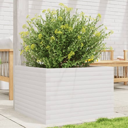 vidaXL - Plantenbak - 70x70x45,5 - cm - massief - grenenhout - wit