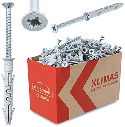 Pluggen en Schroevenset - 100 Stuks - Ø 8 mm x 65 mm - Voor Beton en Hout