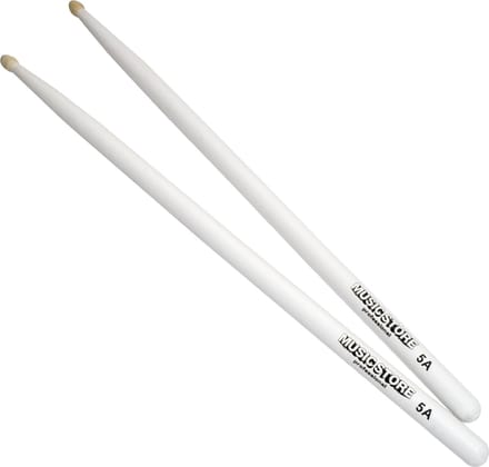 MUSIC STORE 5A Sticks, wit, Hornbeam, Wood Tip - Drumsticks