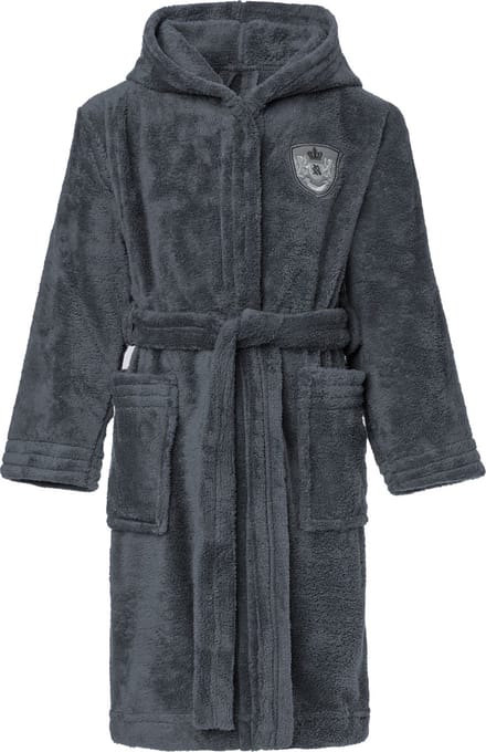 L&L Kinderen Badjas met Capuchon - Wasmachine bestendig - Polyester - LL-FrankNew - Grafiet - 110-116