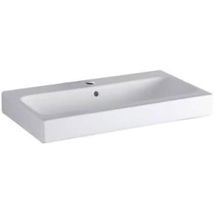 Geberit ICon wastafel - 75x48.5x15.5cm - 1 wasbak - 1 kraangat Midden - met overloopgat - keramiek - glans wit